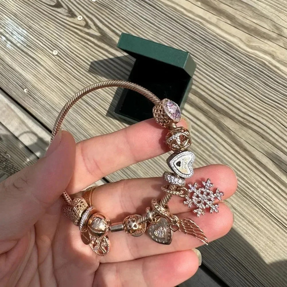 Pandora Limited edition Rose Gold bracelet set 10 charms,Very Rare to find - Picture 11 of 16